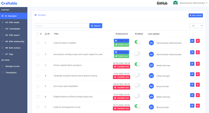 Craftable Laravel Dashboard