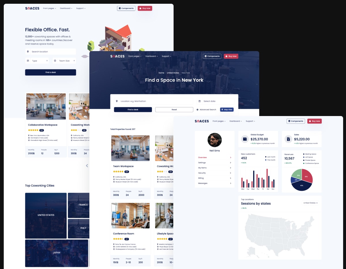 Spaces – Listing Bootstrap Template Preview