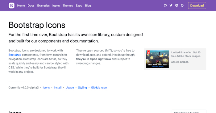 Bootstrap Free Icon Library