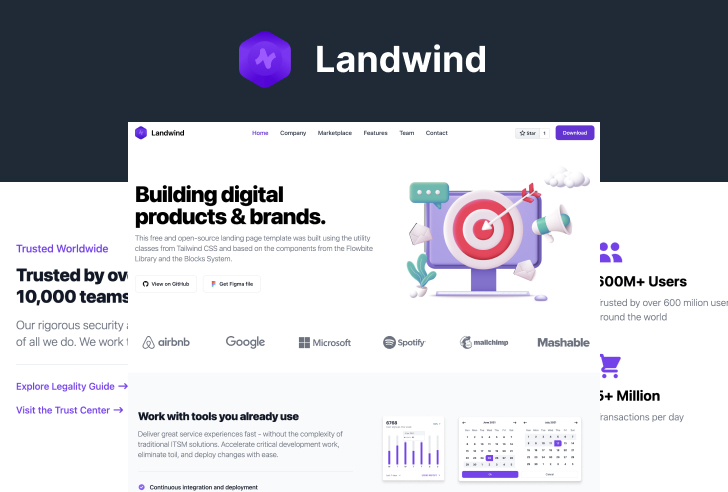 Landwind - Tailwind CSS Landing Page Preview