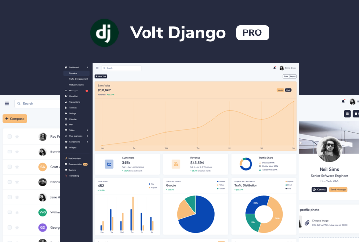 Volt Pro Django Dashboard Preview