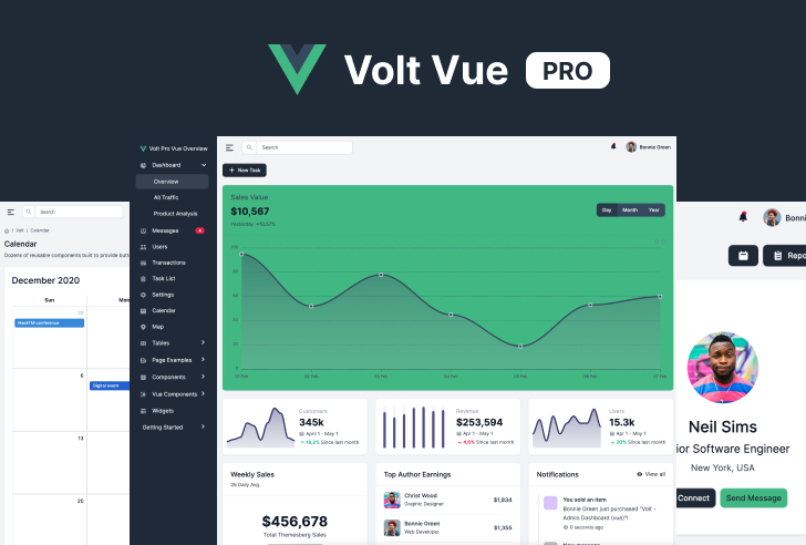 Volt Pro Vue Dashboard Preview