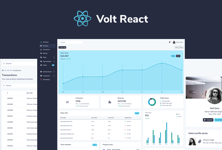 Volt React Dashboard Preview