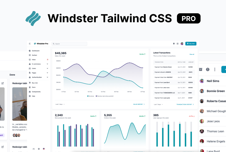 Windster Pro Tailwind CSS Dashboard Preview